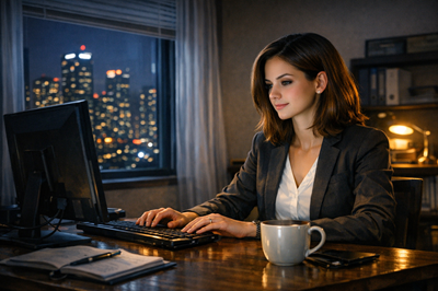 woman at computer in office
